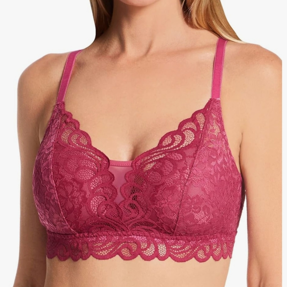 NEW BALI Lace Desire Wireless Bra DF6591 in Berry Magenta Pink Small - Picture 1 of 9